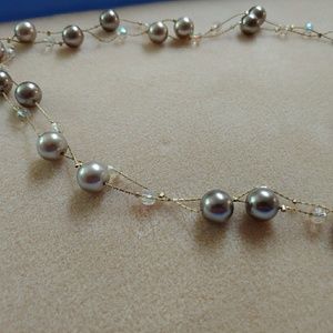 Pearl and Crystal Long Necklace